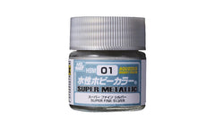 Mr Hobby HSM01 Super Metallic Super Fine Silver (10ml) - Water-Based Acrylic Paint