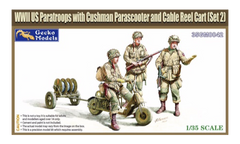 Gecko Models Scooter Cushman Mod.53 w/RL-35 Cable Reel Cart Mod.1944 and US Paratroops (Set 2) 1:35